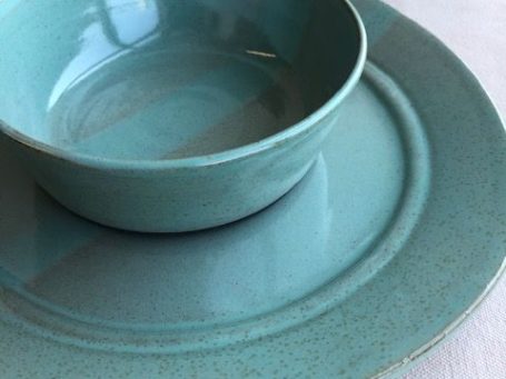 Bol et assiette en grès bleu Assortiment en grès, bol et assiette